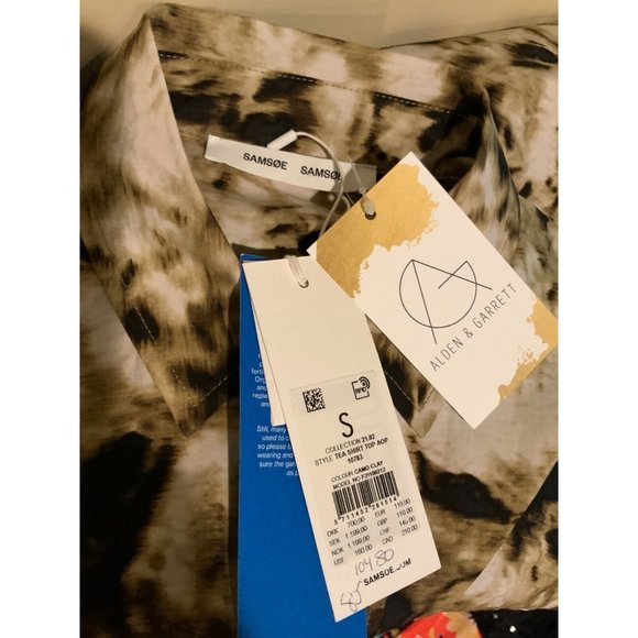 Samsoe Samore Sleeveless Button-Up Tea Shirt Top Brown Camo Clay, Size S NWT! - Picture 7 of 7